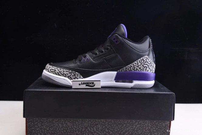 Kick Theory Retro 3 Court Air Purple Black Jordan CT8532-050 0724